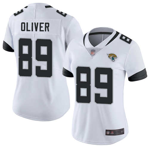 Nike Jacksonville Jaguars #89 Josh Oliver White Women Stitched NFL Vapor Untouchable Limited Jersey